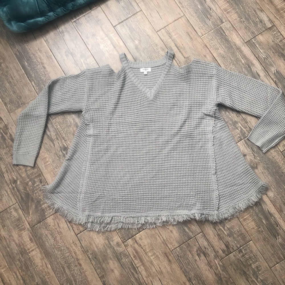 Oversized Grey Cold Shoulder Sweater